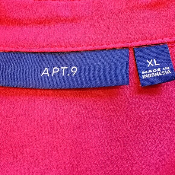 Apt 9 Hot Pink Button Up Blouse Long Roll Tab Sleeves Womens Sz XL Career Office - Picture 4 of 9
